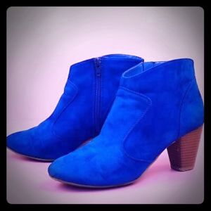 Blue Suede Ankle Boots